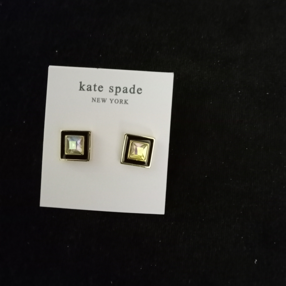 NWOT Kate Spade Modern Gold and Black Square Modern Earrings